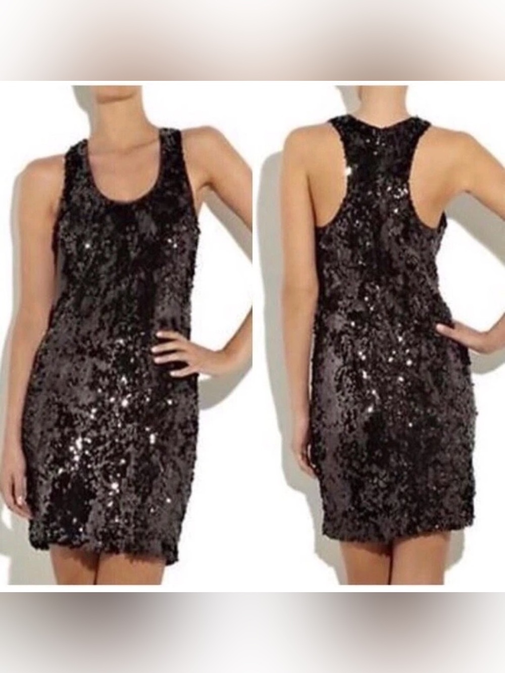 Designer VINCE Dress Eggplant,Cola Brown Sequin Tank Dress - Women's Party Dress